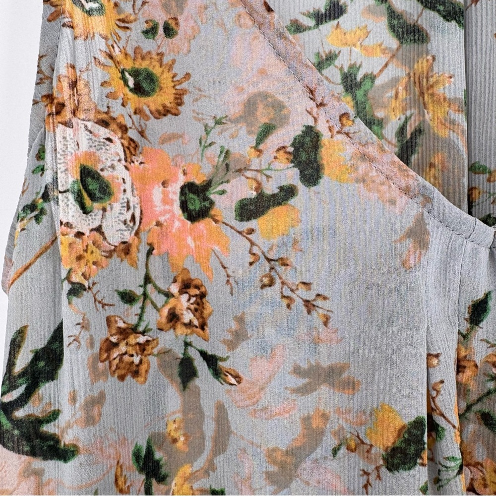 Anthropologie Maeve Magda‎ Gauze Floral Handkerchief Tunic Top Size Small Gray - Picture 4 of 10